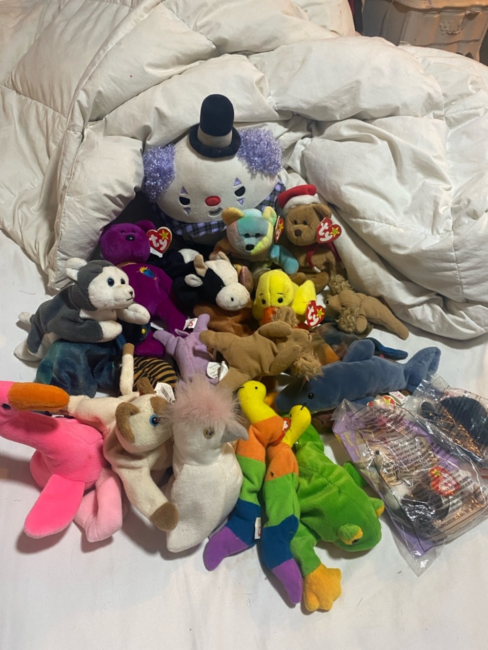 Ty beanie babies,teddy frog, ducks, bears,etc. 24 WT Brand new. SM $85 included